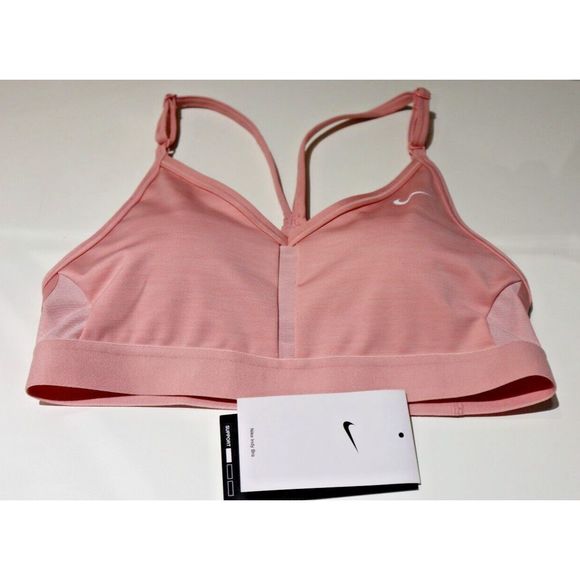 Nike CZ4456 Women Sz S Pink Dri-FIT Indy Light-Support Padded V-Neck Sports Bra - Picture 1 of 4